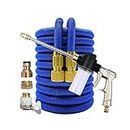 Extendable Garden Hose, With Water Spray Gun and Other Accessories, High-pressure Car Wash Cleaning Tool. (Color : Blue, Size : 25ft)