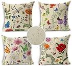 KEIROUTK Outdoor Cushions Waterproof Spring Summer Cushion Covers 18x18 Inch Set of 4 Floral Farmhouse Throw Pillows Decorative Cushion Cases for Outdoor Couch Sofa Patio Furniture Home Decoration