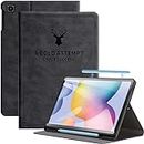 Robustrion Deer Pattern Flip Stand Case Cover with S Pen Holder for Samsung Galaxy Tab S6 Lite 10.4 inch SM-P610/P615/P613 - Deer Black