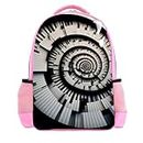Travel Backpacks for Women,Mens Backpack,Twill Weave,Abstract Piano Keyboard Spiral Stairs