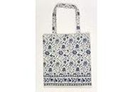 A4 Tote with Snaps Maison Jardin Blue with Inner Pockets, 100% Cotton, Can be worn over the shoulder