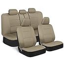 BDK PolyPro Seat Covers Full Set in Solid Beige – Front and Rear Split Bench Seat, Easy to Install for Auto Trucks Van SUV Car