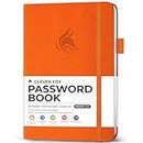 Clever Fox Password Book with Alphabetical tabs. Internet Address Organizer Logbook. Medium Password Keeper for Website Logins (Orange)