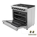 THOR Kitchen Freestanding Professional 36-inch Gas Range in Stainless Steel - Model LRG3601U + LP Conversion Kit