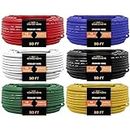 14 Gauge 50'FT Spool Remote Wire Copper Clad Single Conductor 6 Primary Colors