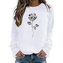 Ollysqiar Womens Print O Neck Sweatshirt Round Neck Fit Pullover Tops,senior discount for prime membership,prime deals of the day today only ,on com,deals White