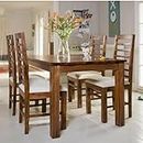 SONA ART & CRAFTS Modern Furniture Solid Sheesham Wood Dining Table 4 Seater Dining Table Set with 4 Cushion Chairs Dinner Table Set for Dinning Room Home Hotel and Office (Natural Finish)