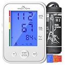 Blood Pressure Monitor for Home Use: Easy@Home Upper Arm Large Cuff BP Machine - Automatic Tensiometer with 3-Color Backlit Hypertension Display and Pulse Meter Irregular Heartbeat Indicator 2 Users EBP-095