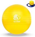 PRO365 Anti Burst 65Cm Big Size Rubber Gym Ball With Free Foot Pump Round Shape Swiss Ball For Exercise, Workout, Home Gym Equipment, Bowling, Yellow