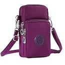 WITERY Small Crossbody Bag for Women -Multi Zipper Nylon Waterproof Cell Phone Purse Phone Pouch with Adjustable Strap, Mini Travel Purse Wallet Wristlet
