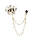 Knighthood Crown Chain Brooch Gold-Black Lapel Pin Badge Coat Suit Jacket Wedding Gift Party Shirt Collar Accessories Brooch for Men