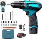 Cunsieun 21V Cordless Drill Set, Combi Drill Kit with 1Ah Lithium-Ion Battery, Power Drill Driver Max 33N.m, Electric Screwdriver Set, 33+1 Torque Setting, Used for Home and Garden