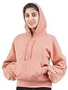 Imperative Women's Fleece Hooded Neck Sweatshirt (IMP05HOODPCHS_Peach_S)