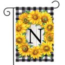 Sunflowers Monogram N Garden Flag