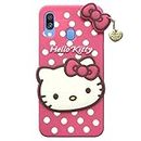 Dgeot Silicon Girl's Cute Hello Kitty Back Cover for Samsung Galaxy A40 with Pendant (Pink)