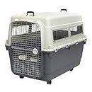 SportPet Designs Plastic Kennels Rolling Plastic Airline Approved Wire Door Travel Dog Crate, XXX-Large, Gray
