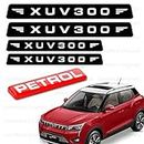CarMetics XUV 300 Anti Scratch Stickers (Stickers Vinyl Decals Exterior Accessories for All Mahindra XUV 300 car Accessories) ? MAT Black + White + RED 3D Petrol Emblem