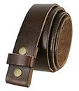 100% One-Piece Full Grain Leather Belt Straps with No Slot Hole/Slot Hole/Heavy-Duty, Multi Options 1-1/2" (38mm) Wide, Brown, 36