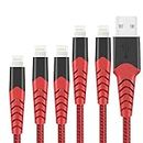 HARIBOL iPhone Charging Cable, 4Pack 3FT 6FT iPhone Charger Lightning Cable Nylon Braided Cable for iPhone 11,11 Pro,11 Pro Max, Xs, Max,XR, X,8 Plus,8,7 Plus,7,6 Plus,6,6S Plus,6s,iPad and More(Red)