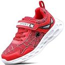 TETSUO Kids Red Running Shoes, Boys Girls Athletic Velcro Sneakers for Indoor Outdoor Sports for Toddlers Children