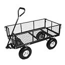 Maylaviu Garden Cart，Wagon cart with Wheels Foldable with 900lbs, carts with Wheels 180° Rotating Handle and Removable Sides,Garden Wagon for Outdoors, Lawns, Yards, Farms, and Ranches Black