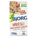 BJORG - Muesli Bio Sans Sucres Ajoutés - Raisin, Figue, Abricot - Aux Céréales Complètes - Sachet 750 g