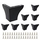 AKOLAFE Set of 8 Furniture Feet Black 10 cm Metal Cabinet Feet Heavy Duty Furniture Feet Stainless Steel Chest of Drawers Feet Ekig Bed Feet Base Foot for TV, Cabinets, Sofa, Table, Furniture etc.