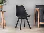 Finch Fox Eames Replica DSW Stylish & Modern Furniture Plastic Chairs with Cushion for Cafeteria Seating/Dining Chair/Side Chair/Kitchen/Restaurants/Hotels (Black Color)