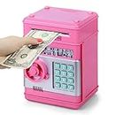 Piggy Bank for Girls 4-11 Years Old,Refasy Kids Safe Bank for Boys Christmas Birthday Gifts Toy for Kids Electronic ATM Money Bank for Adults Money Saving Box Safe Coin Bank Toy Kids Toys Pink