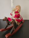 Byers Choice 1990 Victorian Blonde Girl in Wooden Rocking Horse