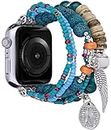 Zitel Beaded Bracelet Compatible with Apple Watch 49mm/45mm/44mm/42mm Band Handmade Fashion Elastic Stretch Beads Strap for Women Girls iWatch Series 9 | 8 | 7 | 6 | 5 | 4 | 3 | 2 | 1 | (Green)