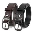 JASGOOD 2 Pack Women Leather Belt, Fashion Ladies Belt with Pin Buckle for Jeans Pants