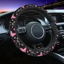 Women Butterfly Pink Steering Wheel Cover Universal 15 Inches Steering Wheel Cover Fashion Non-Slip