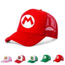 Kids Super Mario Bros Baseball Cap Adjustable Breathable Outdoor Mesh Sun Hat UK