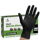 [100 Count] Black Nitrile Disposable Gloves 6 Mil. Extra Strength Latex & Powder Free, Chemical Resistance, Textured Fingertips Gloves - L