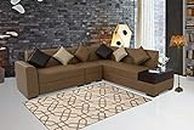 Muebles Casa Coral Fabric Six Seater L-Shaped Sofa (Tan Brown)