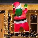 Joiedomi 5,5 FT groß Weihnachten aufblasbare hängende Weihnachtsmann mit Geschenk-Sack Dekorationen, Blow Up Klettern Santa mit Build-in LED für Xmas Party, Outdoor, Rasen Winterdekoration