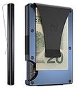 The Ridge Wallet Authentic | Minimalist Metal RFID Blocking Wallet - Money Clip | Slim Wallet for Men, Azul Marino, Talla única, Clásico