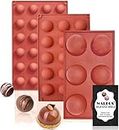 Semi Sphere Silicone Mold, Silicone Chocolate Molds,3 Packs Baking Molds for Making Chocolate, Cake, Jelly, Dome Mousse (6 Cups, 15 Cups and 24 Cups)