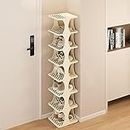 8 Tiers Shoe Rack, Plastic Shoe Rack Storage Organizer for Entryway, Shoe Organizer for Closet Narrow, Space Saving Shoe Stand Cabinet for Bedroom Cloakroom Hallway Garage