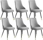 EMUR Modern Kitchen Dining Room Furniture Chairs Set of 6 Water Proof PU Leather Kitchen Chairs with Metal Legs Kitchen Living Room Lounge Counter Chairs Dining Chairs (Color : Grey, Size : Black