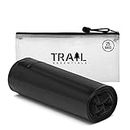 TRAIL ESSENTIALS Toilet Liners; Hygienic, Leak-Proof, Odor Free, Compatible with Camping Commodes and Portable Toilets, Black Opaque Color - Roll of 25 Liners in Convenient Carry Case