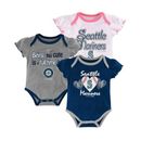 NEW Set of 3 One-Piece Bodysuit Seattle Mariners - Girls Infant - FREE Shipping!