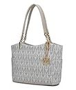 Mia K Collection Shoulder Handbag for Women: Vegan Leather Satchel-Tote Bag, Top-Handle Purse, Ladies Pocketbook White