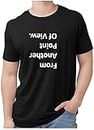 SWARNIM DESIGNS Men's Regular Fit Another Point of View Qoute Printed T-Shirt | Comfortable & Breathable Cotton T-Shirt - Round Neck, Half Sleeves - Black (Small)