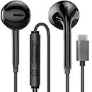 MAS CARNEY USB C Headphones TH6, Built-in Digital Chipset, Microphone, and Remote Control, Compatible with Samsung, Huawei, Oppo, VIVO, Honor, Google Pixel Smartphones, and iPads, Black