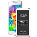 [5200mAh] Akku für Samsung Galaxy S5, (2024 Neues Upgrade) Verbessert Ersatzakku mit Hohe Kapazität für Samsung Galaxy S5/ S5 Neo SM-G900F EB-BG900BBE, EB-BG903BBE Handy Akku