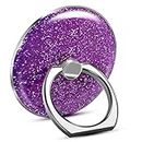 TACOMEGE Bling Glitter Phone Grip, Round Cell Phone Ring Holder Stand Purple for Women Girls, Compatible with Smartphone, Tablet, E-Reader, Etc (PU)