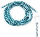 Redclip Cable Protectors Metallic Finish Spiral (2 Pcs) Wire Repair/Pet Cord Protectors/Headphone Saver, Cable Wrap/Cover for Mac Charging Cable, USB Tube, Earphone (Light Blue)