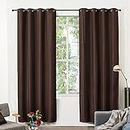BEDSURE Linen Curtains 96 inch Length 2 Panels Set, Blackout Brown Curtains for Living Room，Linen Textured Drapes (52x96inch,Brown)